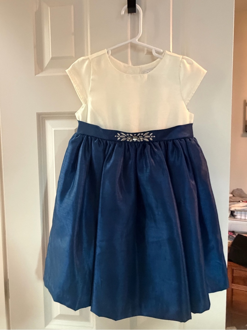 Gymboree Ivory Bodice Navy Skirt Dress with Jeweled Waist
